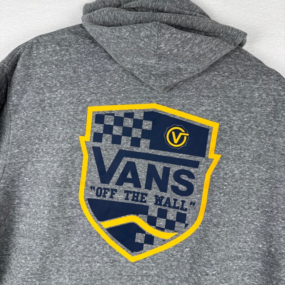 Vans Mens L Off The Wall Shield Logo Hoodie Heather Gray Pullover Sweatshirt